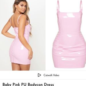 Baby Pink PU Bodycon Dress